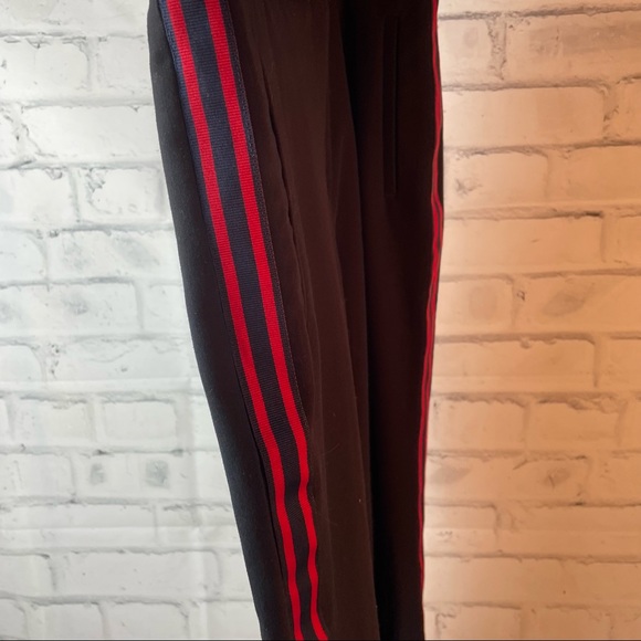 Black With Red Stripe detail work Pants Trousers Straight Leg High waist  size 6 - Picture 6 of 7